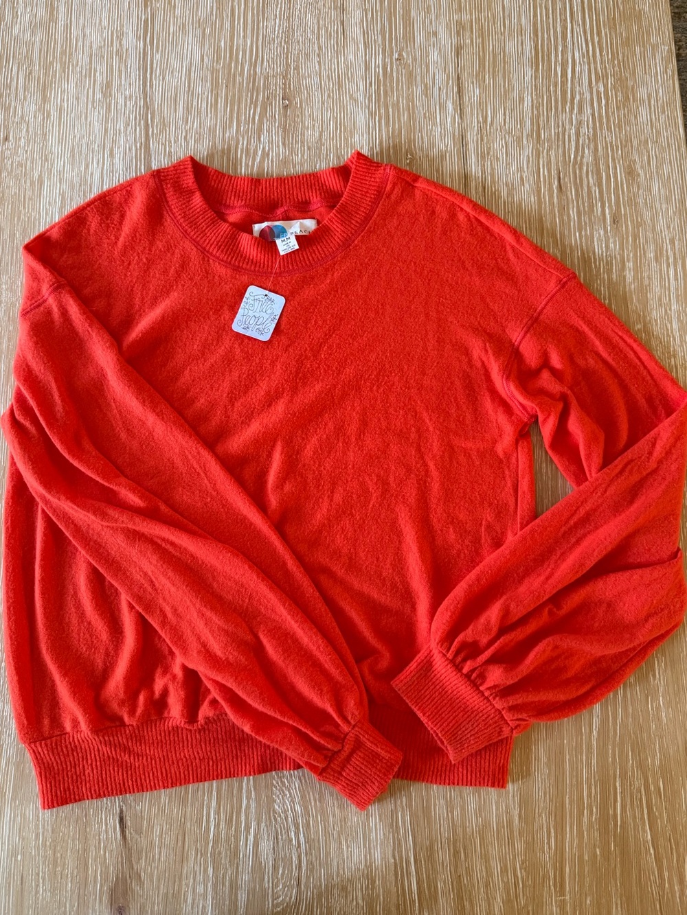 Free People Bright Red Crewneck Sweater